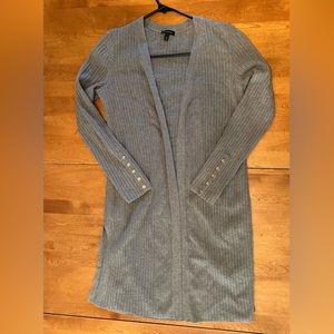 Talbots Ribbed Open Front Cardigan with Button Sleeve Detail